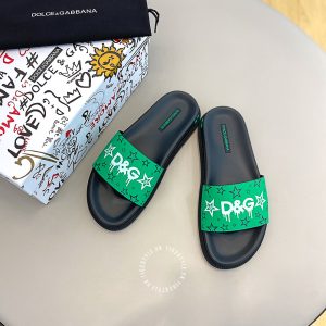 Dép hàng hiệu nam Dolce & Gabbana màu đen quai xanh - Ảnh 2