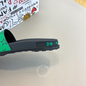 Dép hàng hiệu nam Dolce & Gabbana màu đen quai xanh - Ảnh 8