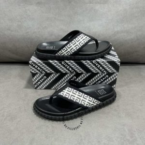 Dép kẹp Givenchy nam màu đen quai in logo cao cấp - Ảnh 6
