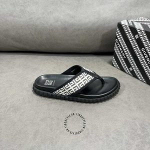 Dép kẹp Givenchy nam màu đen quai in logo cao cấp - Ảnh 4