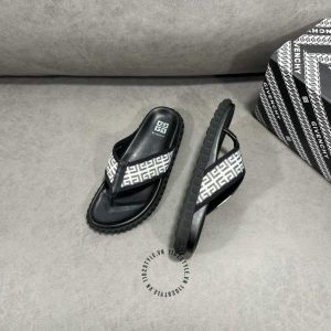 Dép kẹp Givenchy nam màu đen quai in logo cao cấp - Ảnh 3
