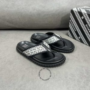 Dép kẹp Givenchy nam màu đen quai in logo cao cấp - Ảnh 2