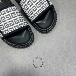 Dép quai ngang Givenchy nam màu đen quai logo trắng hàng hiệu - Hình ảnh 4