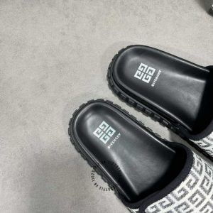 Dép quai ngang Givenchy nam màu đen quai logo trắng hàng hiệu - Hình ảnh 5