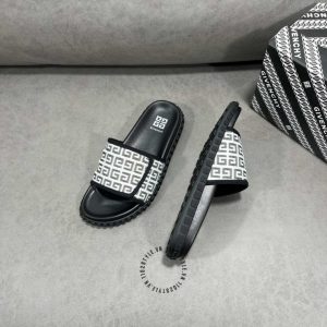 Dép quai ngang Givenchy nam màu đen quai logo trắng hàng hiệu - Hình ảnh 8