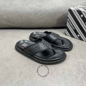 Dép xỏ ngón Givenchy nam màu đen quai in logo nổi hàng hiệu - Hình ảnh 2