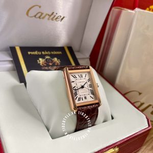Đồng hồ Cartier Fake Tank Solo W5200026 Alligator Rose Gold - Hình ảnh 2