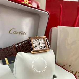 Đồng hồ Cartier Fake Tank Solo W5200026 Alligator Rose Gold - Hình ảnh 7