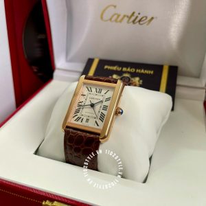 Đồng hồ Cartier Fake Tank Solo W5200026 Alligator Rose Gold - Hình ảnh 9