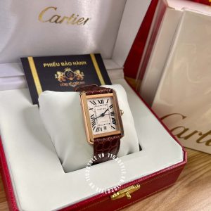 Đồng hồ Cartier Fake Tank Solo W5200026 Alligator Rose Gold - Hình ảnh 3