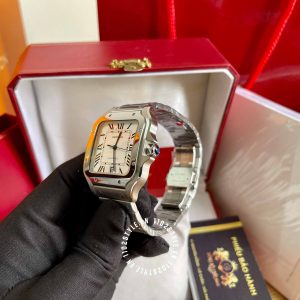 Đồng hồ Cartier Fake Santos Silvered Opaline Dial WSSA0018 - Hình ảnh 4