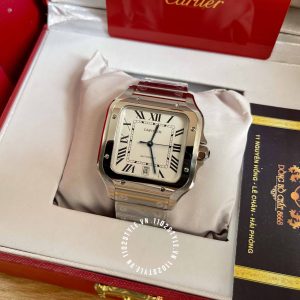 Đồng hồ Cartier Fake Santos Silvered Opaline Dial WSSA0018 - Hình ảnh 3