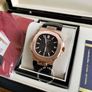 Đồng hồ Patek Philippe 1:1 Nautilus 5711R Rose Gold Leather Strap - Hình ảnh 2