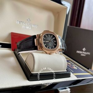 Đồng hồ Patek Philippe 1:1 Nautilus 5711R Rose Gold Leather Strap - Hình ảnh 7
