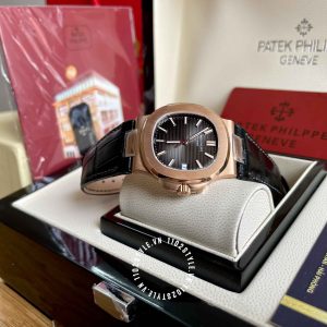 Đồng hồ Patek Philippe 1:1 Nautilus 5711R Rose Gold Leather Strap - Hình ảnh 5