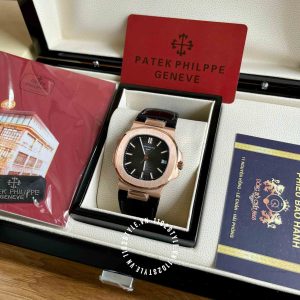 Đồng hồ Patek Philippe 1:1 Nautilus 5711R Rose Gold Leather Strap - Hình ảnh 4