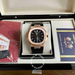 Đồng hồ Patek Philippe 1:1 Nautilus 5711R Rose Gold Leather Strap - Hình ảnh 3