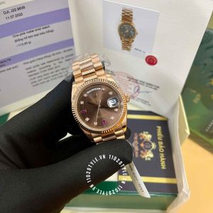 Đồng hồ Rolex nam giá tốt Rose Gold 75% Day-Date 118235 Ruby - Ảnh 2
