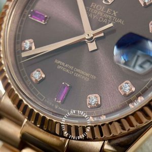 Đồng hồ Rolex nam giá tốt Rose Gold 75% Day-Date 118235 Ruby - Ảnh 16