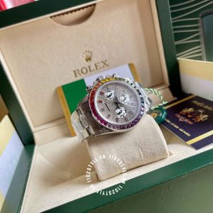 Đồng hồ Rolex Rep 1 1 Cosmograph Daytona Full Diamond Rainbow - Ảnh 7
