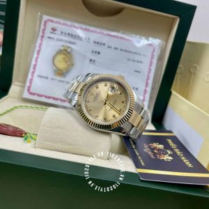 Đồng hồ Rolex 1 1 DateJust 126333 Demi vỏ vàng cao cấp - Ảnh 4