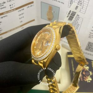 Đồng hồ Rolex 1:1 Gold 75% 128348RBR độ kim thiên nhiên - Ảnh 12