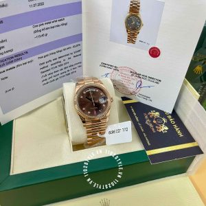 Đồng hồ Rolex nam giá tốt Rose Gold 75% Day-Date 118235 Ruby - Ảnh 4