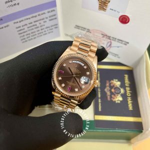 Đồng hồ Rolex nam giá tốt Rose Gold 75% Day-Date 118235 Ruby - Ảnh 9