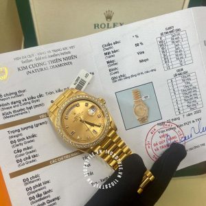 Đồng hồ Rolex 1:1 Gold 75% 128348RBR độ kim thiên nhiên - Ảnh 7