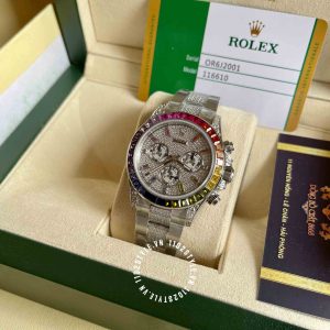 Đồng hồ Rolex Rep 1 1 Cosmograph Daytona Full Diamond Rainbow - Ảnh 8