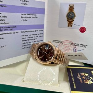 Đồng hồ Rolex nam giá tốt Rose Gold 75% Day-Date 118235 Ruby - Ảnh 7