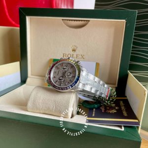 Đồng hồ Rolex Rep 1 1 Cosmograph Daytona Full Diamond Rainbow - Ảnh 3