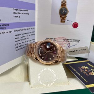 Đồng hồ Rolex nam giá tốt Rose Gold 75% Day-Date 118235 Ruby - Ảnh 11