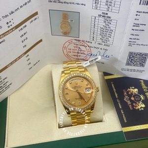 Đồng hồ Rolex 1:1 Gold 75% 128348RBR độ kim thiên nhiên - Ảnh 3