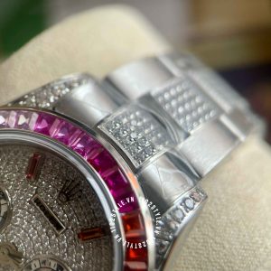 Đồng hồ Rolex Rep 1 1 Cosmograph Daytona Full Diamond Rainbow - Ảnh 17