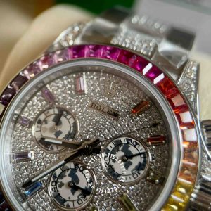 Đồng hồ Rolex Rep 1 1 Cosmograph Daytona Full Diamond Rainbow - Ảnh 12
