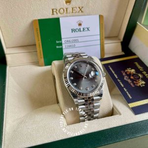 Đồng hồ Rolex 1:1 Datejust 36 126334 Mặt Số Grey Rhodium - Ảnh 2