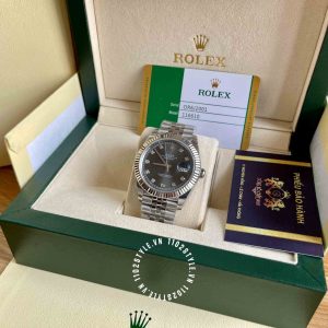 Đồng hồ Rolex 1:1 Datejust 36 126334 Mặt Số Grey Rhodium - Ảnh 4