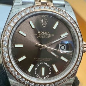 Đồng hồ Rolex Fake 1:1 Datejust độ kim Moissanite Demi Gold - Hình ảnh 10