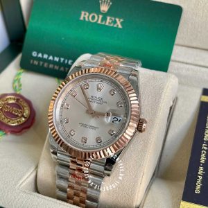 Đồng hồ Rolex Datejust Rep 1 1 Demi Rose Gold 116231 - Ảnh 2