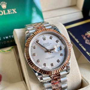 Đồng hồ Rolex Datejust Rep 1 1 Demi Rose Gold 116231 - Ảnh 4