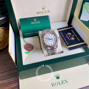 Đồng hồ Rolex Datejust Rep 1 1 Demi Rose Gold 116231 - Ảnh 6