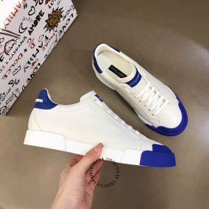 Sneaker unisex Dolce & Gabbana màu trắng gót xanh hàng hiệu - Ảnh 2