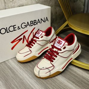 Giày unisex Dolce & Gabbana màu trắng viền đỏ hàng hiệu - Ảnh 4