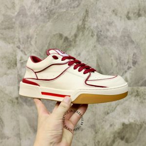 Giày unisex Dolce & Gabbana màu trắng viền đỏ hàng hiệu - Ảnh 5