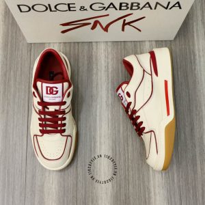 Giày unisex Dolce & Gabbana màu trắng viền đỏ hàng hiệu - Ảnh 3