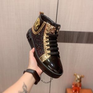 Giày hàng hiệu nam Sneaker Boot Versace màu đen logo vàng - Ảnh 8