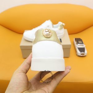 Giày thể thao D&G unisex màu trắng gót đính ngọc trai cao cấp - Ảnh 8