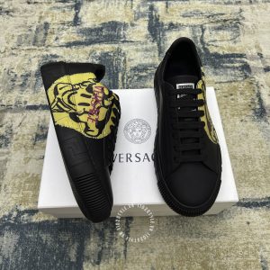 Giày nam thể thao Versace màu đen họa tiết vàng cao cấp - Hình ảnh 3