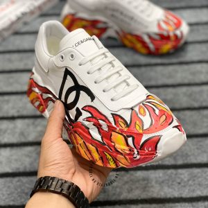Giày Dolce & Gabbana màu trắng hoạ tiết ngọn lửa cao cấp - Ảnh 7